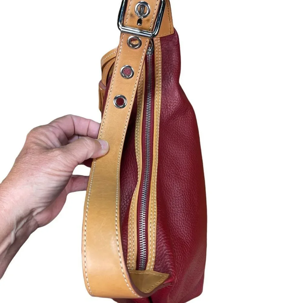 Dooney & Bourke Patterson Leather PAIGE Sac Hobo Shoulder Bag Tassel Wine Color